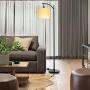 Floor Lamp for Living Room, KINGSO Standing Lamp with Hanging Lamp Shade Arc Floor Lamp Equipped with Foot Switch, Classic Reading Floor Lamps for Bedroom Office Study Room Black