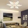 LITFAD 6-LED Leaf Design Dimmable Semi Flush Ceiling Light Nordic Style Acrylic Ceiling Flush Mount Modern Stepless Dimming Ceiling Lamp Pandent Light for Dinning Room Bedroom Living Room