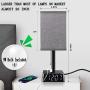 Table Lamp, 3-Way Dimmable Bedside Lamp with USB Ports and Outlets, Nightstand Lamps for bedrooms, Lamp with Clock, Grey Shade.Table Lamps for Bedrooms Guest Room Living Room. 9W LED Bulb Included