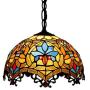 LITFAD Tiffany-Style Victorian Ceiling Pendant Fixture Splendid Dome Glass Shade in Multicolor Finish LED Ceiling Hanging Light Chandelier for Kitchen Island Dining Room Restaurant Bar - 16'' (40 cm)