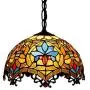 LITFAD Tiffany-Style Victorian Ceiling Pendant Fixture Splendid Dome Glass Shade in Multicolor Finish LED Ceiling Hanging Light Chandelier for Kitchen Island Dining Room Restaurant Bar - 12'' (30 cm)