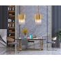 LITFAD Gold 2 Tiers Pendant Light 3 Lights LED Pendant Lamp Modernism Clear Crystal Hanging Ceiling Light Modern Design LED Chandelier for Dining Room Living Room Restaurant Hotel