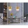 LITFAD Gold 2 Tiers Pendant Light 3 Lights LED Pendant Lamp Modernism Clear Crystal Hanging Ceiling Light Modern Design LED Chandelier for Dining Room Living Room Restaurant Hotel