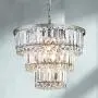 Saint Mossi Modern Crystal Chandelier with 5 Lights and 3-Tier,Raindrop Chandelier with K9 Crystal,LED Pendant Lighting Fixture for Dining Room,Bedroom,Living Room,H12'' X D14'' with Adjustable Chain