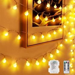 Globe String Lights, 40 LED 20 Feet 8 Modes Waterproof Battery Operated Fairy String Lights with Remote and Timer for Indoor Outdoor Christmas Birthday Party Garden Bedroom Decoration(Warm White)