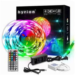 50ft LED Strip Lights, 2 Rolls of 25ft hyrion LED Lights for Bedroom with 44 Keys Remote for Bedroom, Kitchen, Desk, Color Changing Led Strip for Home Decoration