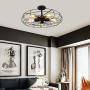 Industrial Vintage Semi Flush Mounted Ceiling Light - LITFAD 21'' Chandelier Metal Hanging Fixture Barn Pendant Light LED Ceiling Lamp with 5 Lights in Black Finish for Living Room Restaurant Bedroom