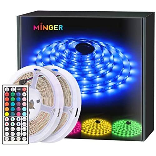 MINGER Led Strip Lights 32.8 Feet, for Living Room, Home, Kitchen, Party, Remote Control, Rgb