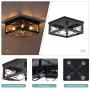 Miduxiy Flush Mount Ceiling Light Fixtures Farmhouse Lighting Fixture 4 Lights Wood Shade for Hallway Entryway Bedroom