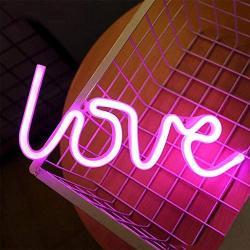 ENUOLI Pink Love Shaped Night Lights LED Neon Signs USB or Battery Operated Night Lights Lamps Art Decor Wall Decoration Table Lights Neon Signs Decorative for Home Party Bedroom Living Room …