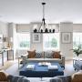 6 Lights Industrial Chandelier Lighting with Glass Shade,Farmhouse Adjustable Wire Ceiling Hanging Light for Dining Rooms Bedrooms Living Room Kitchen