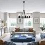6 Lights Industrial Chandelier Lighting with Glass Shade,Farmhouse Adjustable Wire Ceiling Hanging Light for Dining Rooms Bedrooms Living Room Kitchen