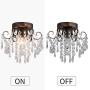 Q&S Small Crystal Ceiling Light Fixture Flush Mount,Black Ceiling Lights Modern Chandelier,Bedroom Hallway Closet Light Fixture Ceiling,Dia9.5'' 1 Light E12
