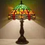 Tiffany Table Lamp W12H18 Inch Green Yellow Stained Glass Shade Crystal Bead Dragonfly Style Anqitue Desk Light S009G WERFACTORY Lamps Living Room Bedroom Coffee Bar Office Study Bedside Craft Gifts