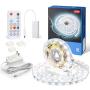 White LED Strip Lights, WOBANE Dimmable LED Light Strip Kit, 16.4ft Flexible Tape Lights for Bedroom,Kitchen,Under Cabinet,Bright 6500K Daylight, LED Mirror Lighting for Vanity Makeup Dressing Table