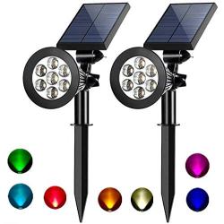 Solar spotlights outdoor 7 led multi color Solar Garden Lights for the patio law garden (changing & fixed color) 2 pack