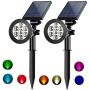 Solar spotlights outdoor 7 led multi color Solar Garden Lights for the patio law garden (changing & fixed color) 2 pack