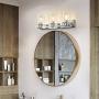 Deyidn 3 Lights Bathroom Vanity Light Fixture Over Mirror LED Modern Wall Sconce Lighting Chrome Fixture with Glass for Farmhouse Bedroom Living Room