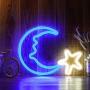 15'' LED Moon Star Shaped Neon Signs Decor Wall Decor Art Sign Light for Home Decoration, Bedroom, Lounge, Office, Wedding, Christmas Party Operated by USB