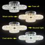 TongLan Crystal Pendant Ceiling Light Fixture Flush Mount Stainless Steel 3 Rings Big Modern LED Chandelier for Dining Room Living Room Bedroom (Dimmable)