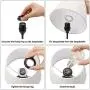 Bedside Table Lamp, CHINLY Nightstand Lamp with USB Ports + AC Outlet Fabric Shade Knob Dimmable Desk Reading Lamp for Bedroom Living Room Dorm Office (Bulb Included)