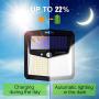 Claoner Solar Motion Sensor Lights, [128 LED/4 Packs] Outdoor Solar Lights 3 Working Modes Solar Wall Lights with 270° Wide Angle Wireless IP65 Waterproof Solar Security Lights for Yard Garage Deck