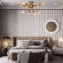 Sputnik Chandeliers,Semi Flush Mount Ceiling Lighting 8 Lights Modern Pendant Ceiling Light for Dining Room Bed Room Hallway Brushed Brass CHITBIT