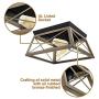 Retro Industrial Flush Mount Ceiling Light Fixture,Farmhouse Light with Oil Rubbed Bronze Finish Wood Texture Kitchen Light Fixtures Ceiling for Hallway,Dining Room,Entryway,Bedroom,Two-Light