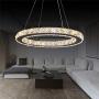 Modern Crystal Chandelier Lighting One Ring Adjustable LED Pendant-Light Dining Room Ceiling Light Fixtures-Dimmable Light Source(7.9 7.9 in)