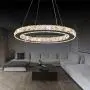 Modern Crystal Chandelier Lighting One Ring Adjustable LED Pendant-Light Dining Room Ceiling Light Fixtures-Yellow Light Source(7.9 7.9 in)