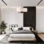 Loclgpm Modern Drum Chandelier Light, 6 Lights Metal Pendant Lighting with White Shade, Black Ceiling Lamp Fixture Hanging for Dining Room Bedroom Kitchen Island Bathroom Living Room Home