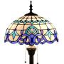 Tiffany Style Floor Lamp W16H64 Inch Tall White Blue Stained Glass Baroque Shade 2E26 Standing Reading Lighting Antique Base S003B WERFACTORY Lamps Lover Gift Bedroom Coffee Bedside Table Living Room