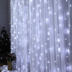 Dooit 9.8ft6.5ft300LED Curtain String Lights 8 Modes 29v UL Plug in for Christmas Party Wedding Ceremony Home Garden Bedroom Indoor/Outdoor Decorations （White）