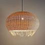 LITFAD 1 Bulb Hand Woven Pendant Lighting Chinese Bamboo Ceiling Suspension Lamp Retro Weave Rattan Hanging Lamp in Beige for Coffee Shop Dining Room Restaurant - 19.5'' (50 cm)