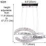 Modern Crystal Chandelier Light Fixtures 2 C Rings LED Pendant Lighting Adjustable Stainless Steel Ceiling Hanging Lamps for Dinning Room Bedroom Kitchen Stairs (Changeable)