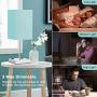 Touch Control Nightstand Lamp, Blue Lamp for Bedroom Night Table, 3 Way Dimmable with 2 Prong Outlets, Teal Fabric Shade, Chrome Lamp Base, Suitable for Kids Room, Dorm, Living Room (Bulb Included)