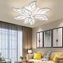 LITFAD Tiered 9-LED Leaf Design Dimmable Semi Flush Ceiling Light Nordic Style Acrylic Ceiling Flush Mount Modern Stepless Dimming Ceiling Lamp Pandent Light for Dinning Room Bedroom Living Room