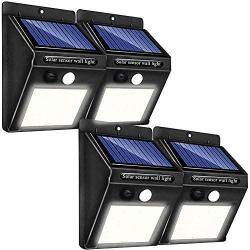 LSSEDA Solar Lights Outdoor Waterproof Bright 400LM Lights 3 Working Modes with 120° Wide-Angle Wireless Motion Sensor Lights for Gate, Wall, Driveway, Garage Yard, Patio, Garden, Deck (4 Pack)