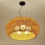 AXWT 60CM Vintage Old Fashioned Pendant Light Rattan Restaurant Chandelier Retro Manual Weave Birds Nest Ceiling Light Bedroom Living Room Cafe Bar Office E27 Hanging Lamp