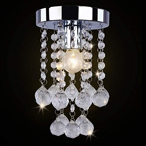 Dixun Modern Mini Chandelier Crystal Chandelier Lighting Flush Mount Ceiling Light Fixture Chandelier Light for Hallway Passway Bedroom Living Room Bathroom(Silver)