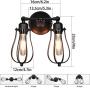 Industrial 2 Head Wall Sconce Light, Black Painted Vintage Wire Cage Wall Lighting Adjustable Antique Light Fixture Vanity Light Over Mirror Wall Lamp for Bathroom, Bedroom, Hallway, Bar, Coffee