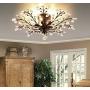 Ganeed Crystal Ceiling Light,Vintage K9 Crystal Chandeliers,Industrial Edison Pendant Light Flush Mount Ceiling Light Fixture With 4 Lights for Living Room Dinning Room Restaurant Porch hallway (Black