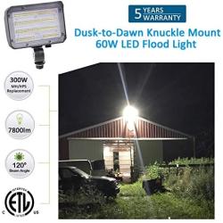 SZGMJIA 30W LED Flood Light with Knuckle, Dusk-to-Dawn Photocell 5000K 3,900lm(150W Equivalent) Waterproof with Base for Wall Mount Outdoor Security Fixture for Entrance Garden Yards