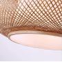 LITFAD Antique Lantern Pendant Lighting Rattan Single Light Weaving Natural Wooden Ceiling Hanging Light Beige Ceiling Fixture with Adjustable Cord for Dining Room Living Room Restaurant - 23.5''