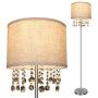 61'' Crystal Floor Lamp LED Standing Lamp Linen Shade Elegant Design Floor Light Tall Upright lamp with LED Bulb for Living Room, Bedroom, Office and Reading(Chrome) 61'' Crystal Floor Lamp LED Standing Lamp Linen Shade Elegant Design Floor Light Tall Upright lamp with LED Bulb for Living Room, Bedroom, Office and Reading(Chrome)