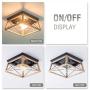 VILUXY Retro Industrial Rectangle Flush Mount Ceiling Light Fixture with Wood Shade for Hallway, Entryway, Passway, Dining Room, Bedroom, Balcony Living Room Two-Light