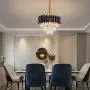 FRIXCHUR Modern Crystal Chandelier 3 Tiers Raindrop Crystal Pendant Light Fixture Round Chandelier Flush Mount Ceiling Light Lighting for Living Room Dining Room Lobby Bathroom Restaurant,E12x5 Lights