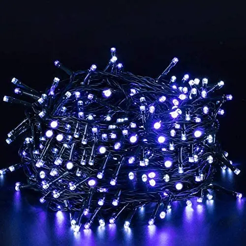 Quntis Christmas String Lights - Outdoor Indoor 132FT 300 LEDs Fairy String Lights Battery Operated Decoration Twinkle Lights with Timer for Home Garden Tree Wedding Party Valentines Day, Blue White