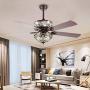 RainierLight Crystal Ceiling Fan Lamp LED Light for Bedroom/Living Room Hotel/Restaurant with 5 Premium Wood Reversible Blades Remote Control 52 Inch …