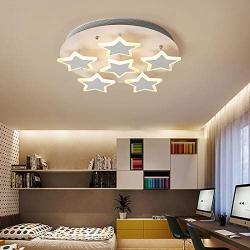 LITFAD Modern LED Ceiling Lamp Art Deco White Dimmable Ceiling Light Star Design LED Flushmount Pendant Light for Living Room,Childrens Room,Dining Room